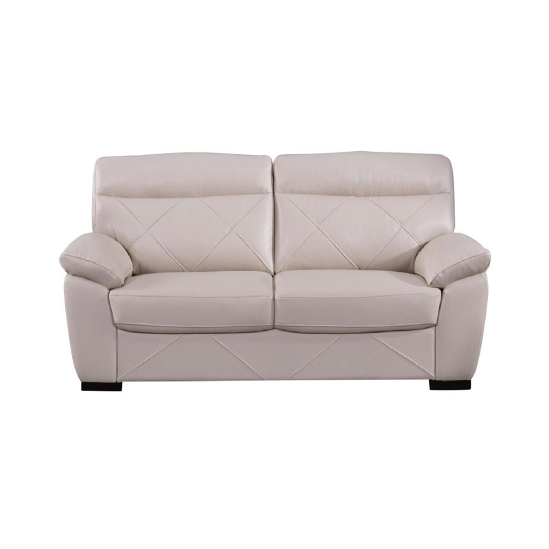 Causeuse en cuir à accoudoirs coussinés de 72 po Otto, Cuir synthétique blanc os