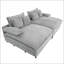 Canapé-lit surdimensionné double avec méridienne double, 4 coussins réglables en velours côtelé l 4 vitesses de 109,5 po, gris ardoise pour 2 personnes | Polyester | Bois-983620048