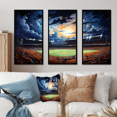 Night Match Stadium Under The Floodlights IV - Stadiums Wall Decor Set