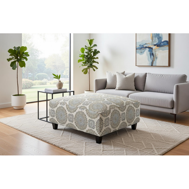 Aurora Upholstered Ottoman, Brianne Twilight Polyester Blend
