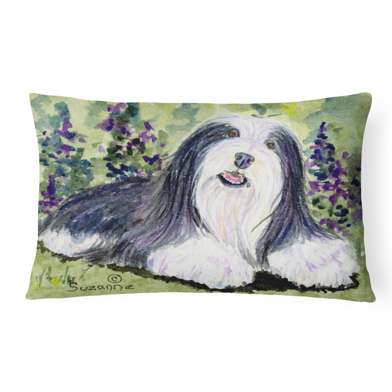 Bearded Collie Outdoor Reversible Throw Pillow
