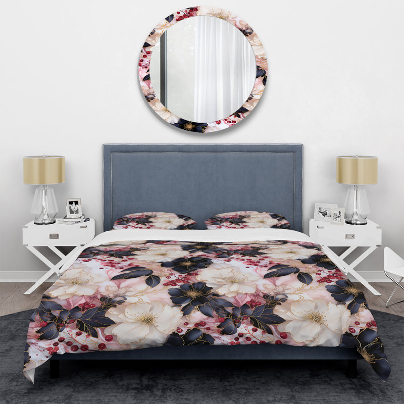 Ensemble de housse de couette à motif marbré beauté, Housse de couette simple + 1 taie décorative stan