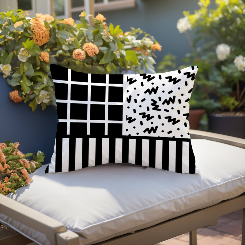 Oreiller rectangulaire réversible intérieur / extérieur Froza, Rectangulaire H 14 po x l 20 po, Noir