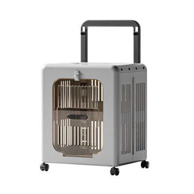 Ventilated Collapsible Rolling Cat Carrier with Telescoping Handle and 4-Wheel Base