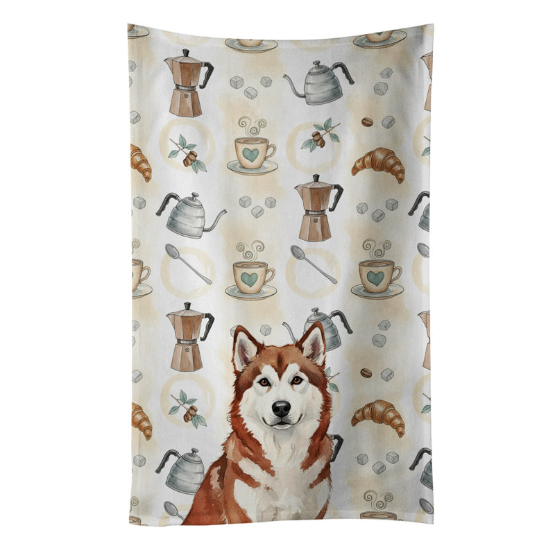 Serviette de cuisine rouge et blanche Malamute Alaskan, Malamute d'Alaska rouge et blanc