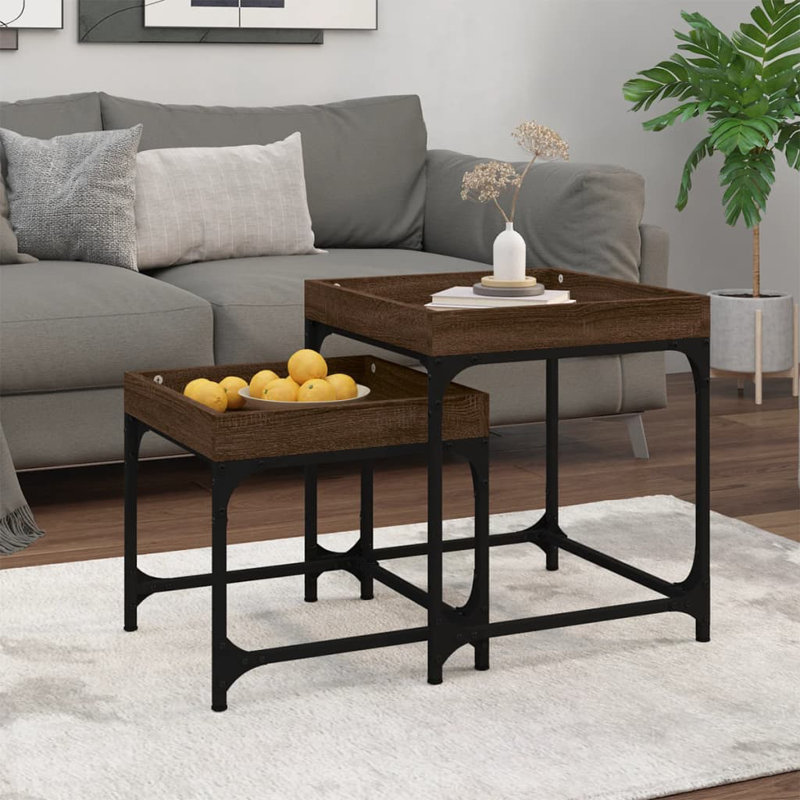 Bilbrey Frame Nesting Tables, Brown Oak
