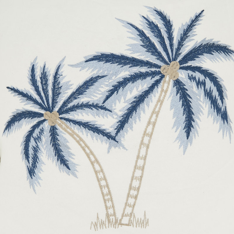 Coastal Embroidered Palm Tree Poly Filled Pillow, Duvet de canard