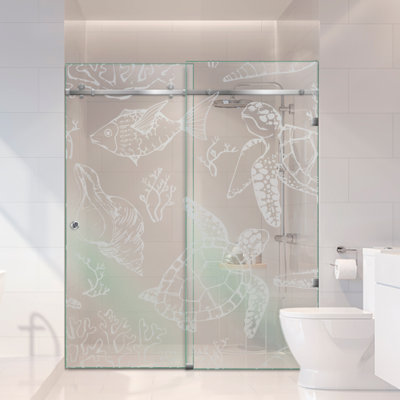 Portes de contournement de douche en verre sans cadre de l 62 po x H 80 po