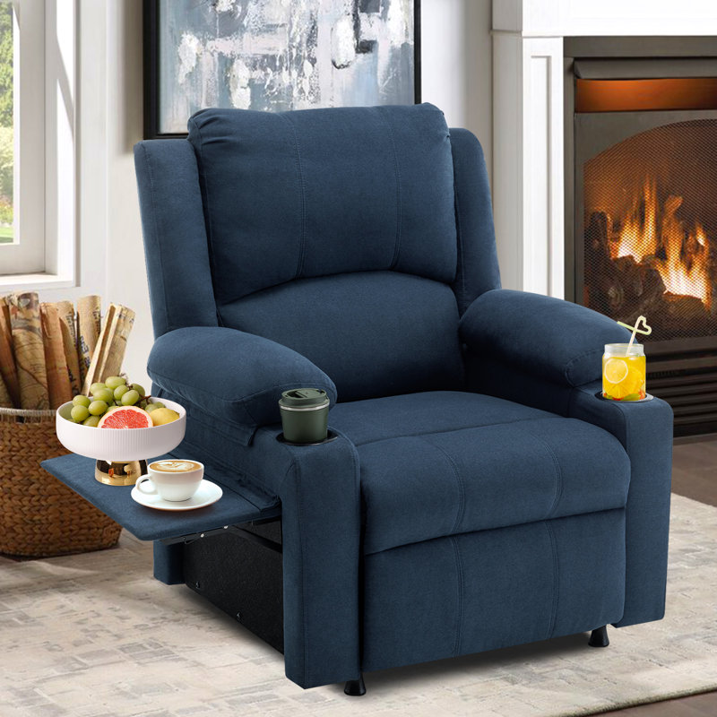 Upholstered Recliner, Blue