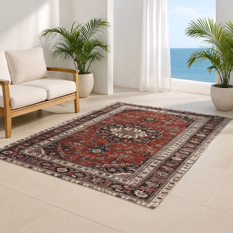 Tapis d'intérieur et d'extérieur brun Persian, Rectangle 5 pi x 7 pi