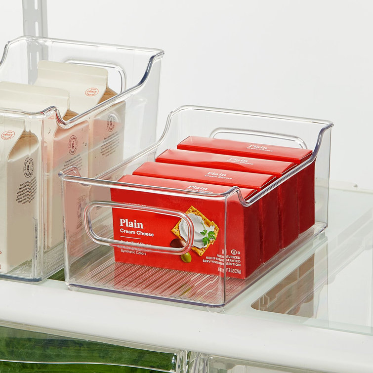 mDesign Kitchen Plastic Storage Organizer Bin, Open Dip Front and Handles,  Clear