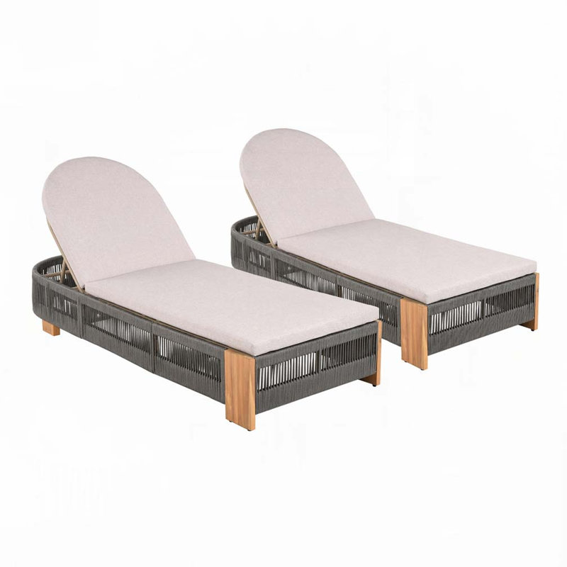 Patio PE Wicker Rattan Chaise Lounge without Cushions