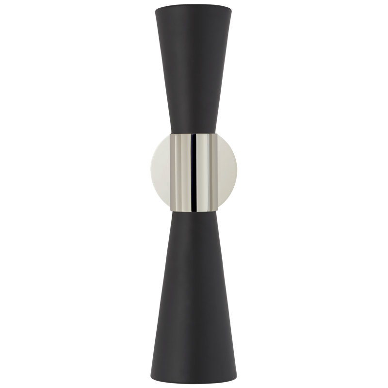 AERIN Clarkson Medium Narrow Sconce, Black, Polished Nickel