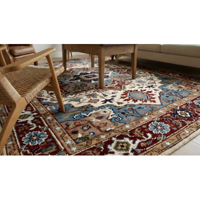 Tapis ivoire en laine noué à la main