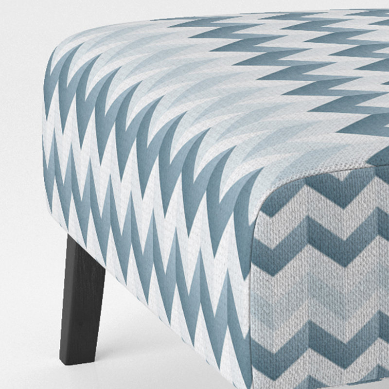 Motif géométrique à chevrons harmonisés - Fauteuil d'appoint et fauteuil rembourrés, Mélange de polyester blanc / bleu