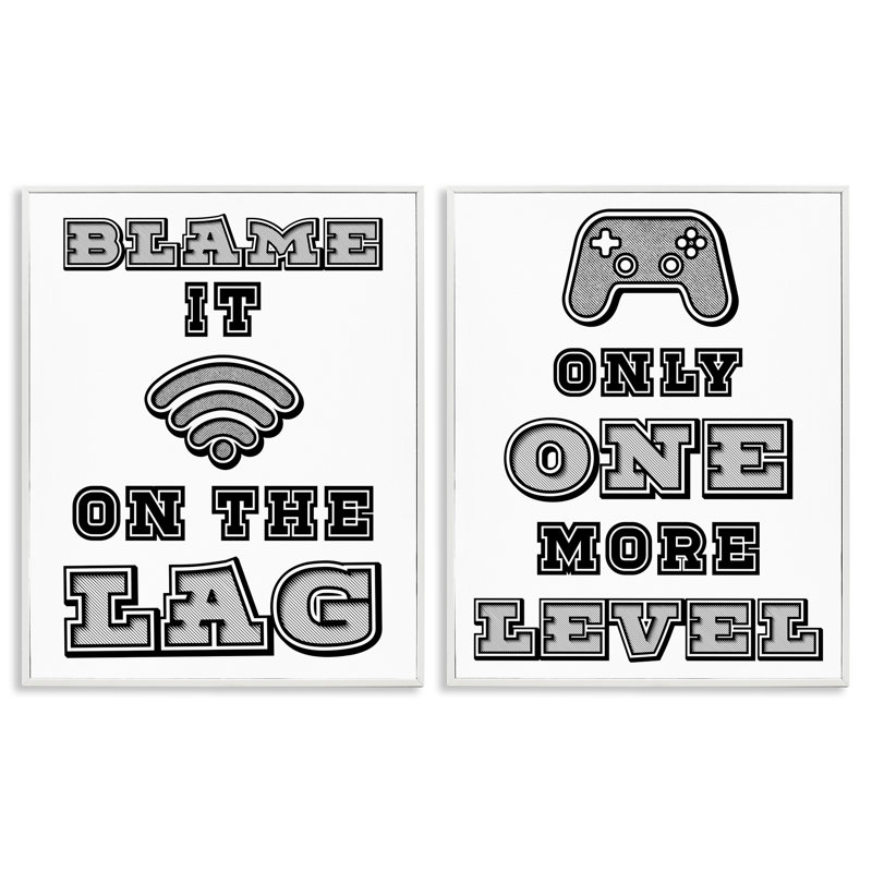 «Black & White Gamer Quotes», ensemble de 2 giclées encadrées, design par Marcus Prime, H 20 po x l 16 po
