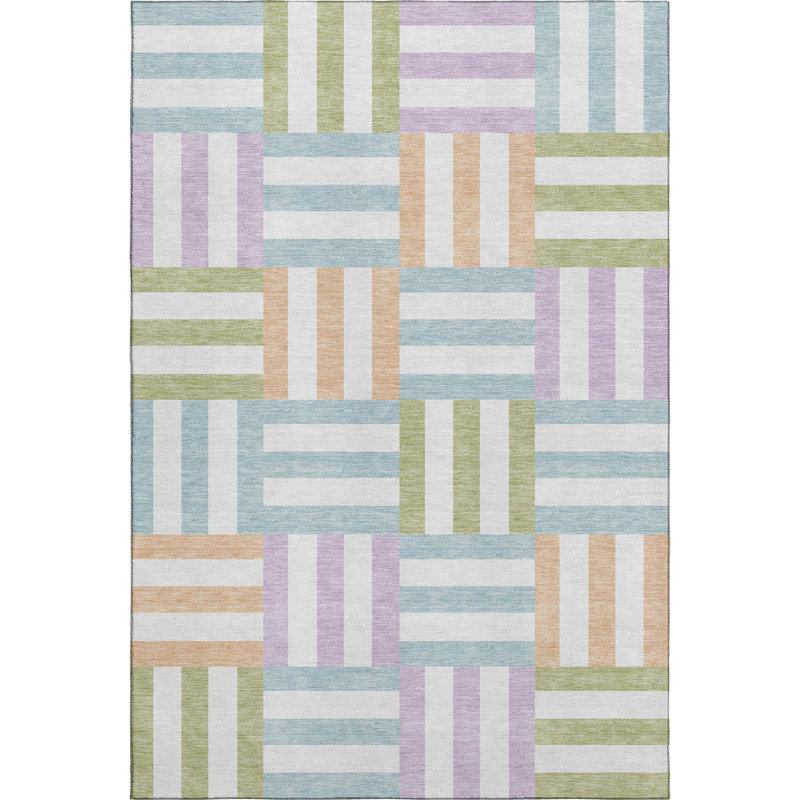 Premium Machine Washable Mayfield AMF2332 Geometric Rug, 8' x 10', Pearl
