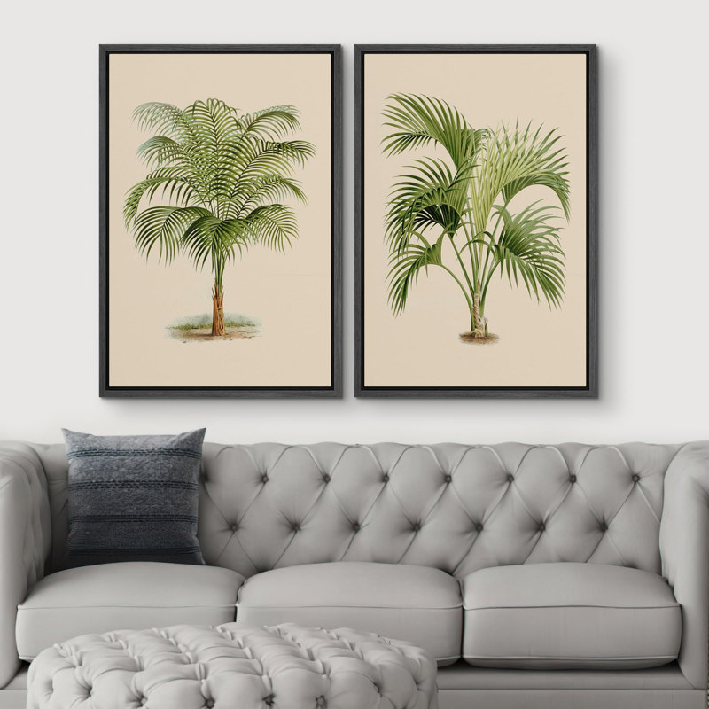 Vert tropical, palmier, illustrations, art moderne, décor botanique minimaliste, Noir, H 36 po x l 48 po