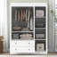 Armoire-penderie à 3 tiroirs avec 2 tiroirs, blanc