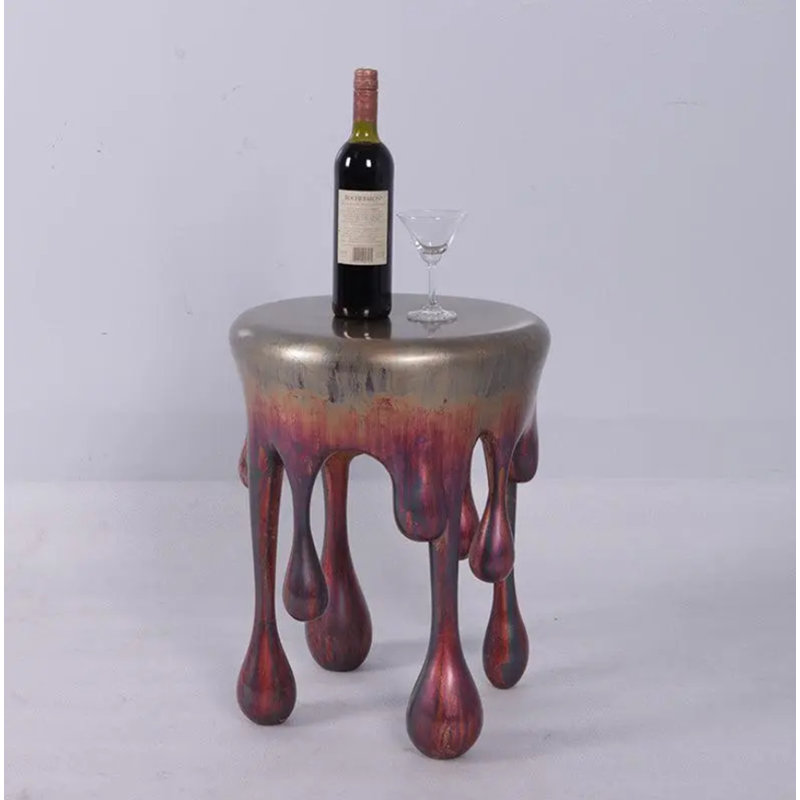 Melting Side Table Dripping Statue, Brown