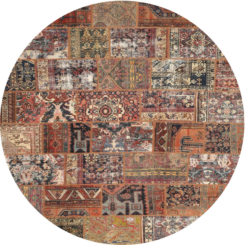 Tapis gris/brun/beige contemporain, Rond 6 pi
