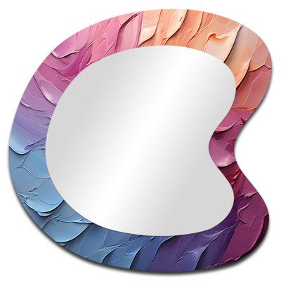 Geramiah Rainbow Hue Harmony I - Rainbow Unique Shape Unique Wall Mirror, Traditional Asymmetrical Mirror, Printed Metal Art