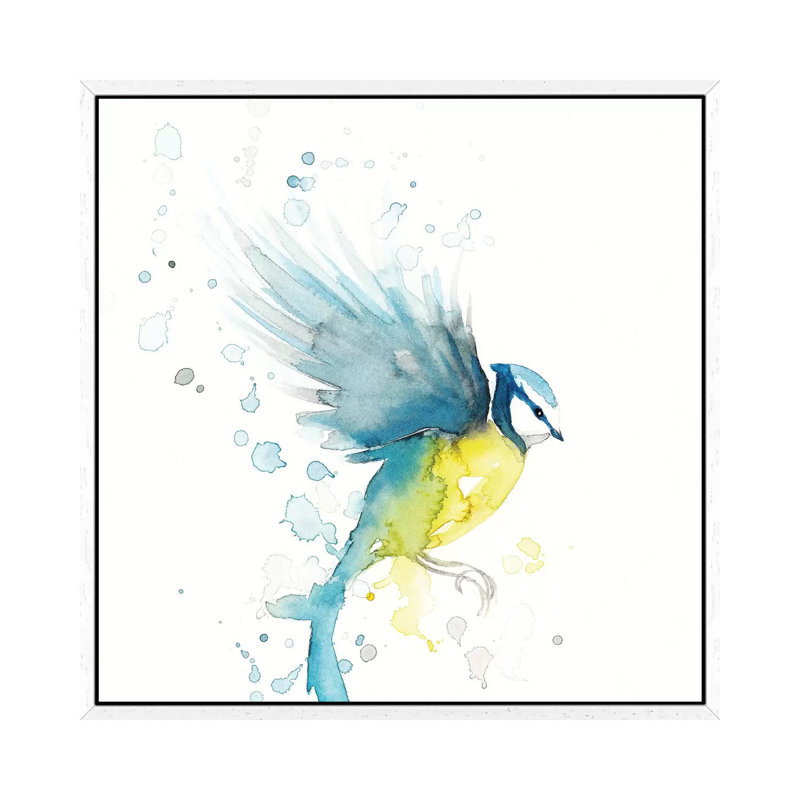Blue Tit Bird II by The Cosmic Whale - Gallery-Wrapped Canvas Giclée on Canvas, 45.72 cm H x 45.72 cm W, White Framed