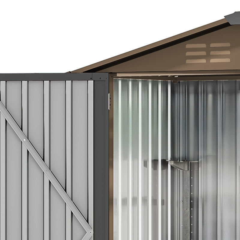 Garden 6 Ft. W X 4 Ft. D Steel Outdoor Storage Shed, Brown