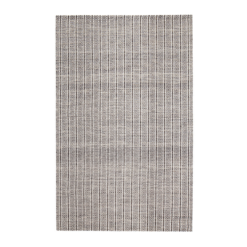 Tapis gris tissé à la main à motif de chevrons Pétrolia, Rectangle 5 pi x 7 pi