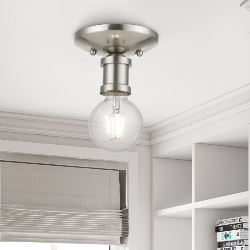 Plafonnier semi-encastré 1 lumière 5 po Grogan, Nickel brossé