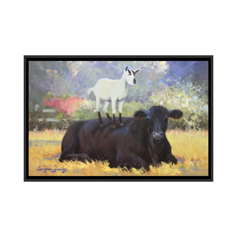 «Farm Pals V» par Carolyne Hawley, impression sur toile, H 18 po x l 26 po x P 1,5 po, Toile avec cadre noir