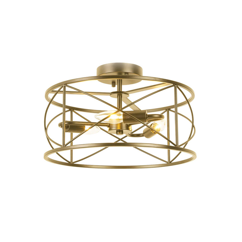 Yul Semi Flush Mount, Aged Brass