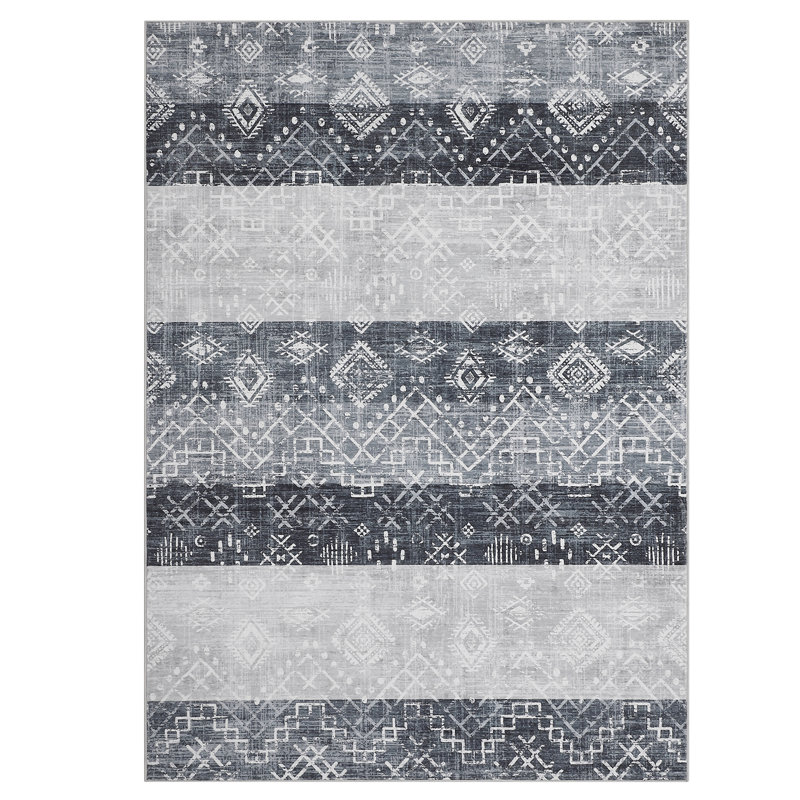 Boho Machine Washable Rug for Living Room Modern Non-Slip Rug for Bedroom Stain-Resistant Low Pile Rugs for Dining Room