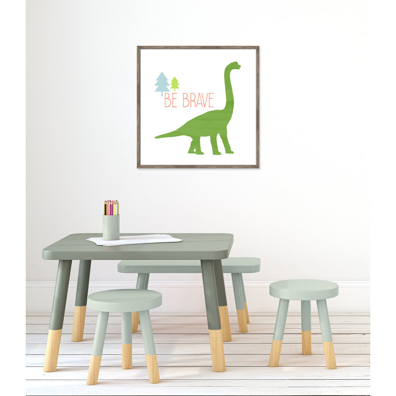 Dino Brave 1 ', art encadré, 26.5" H x 26.5" W x 1.18" D, Encadré de boîte de grange gris
