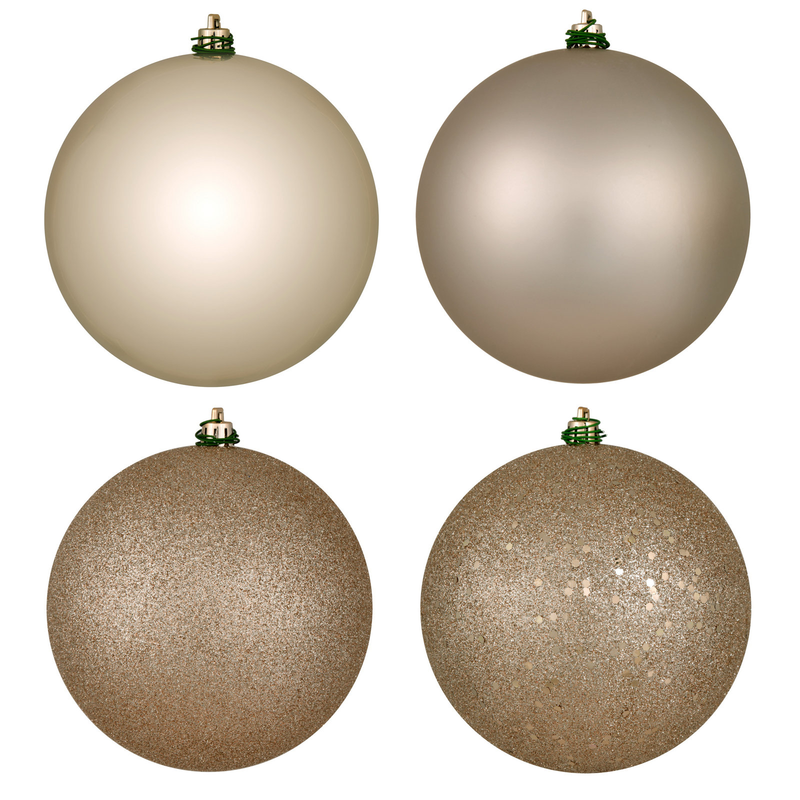Holiday Décor Ball Ornament, 4" H x 4" W x 4" D, Oat