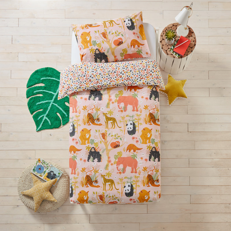 Derica Cotton Animal Print Duvet Cover Set with Pillowcases, 120 x 150cm Duvet Cover + 1 Pillowcase (42 x 62cm)