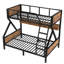Lit superposé simple au dessus d'un lit double avec tablettes de rangement et lumières, lit superposé en métal pour adultes et adolescents, silencieux, cadre peu encombrant, sans sommier, noir-2062851575