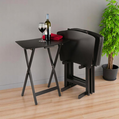 Evie 5-Piece Dark Brown Solid & Manufactured Wood Snack Table Set , 23.65'' L X 16.60'' D
