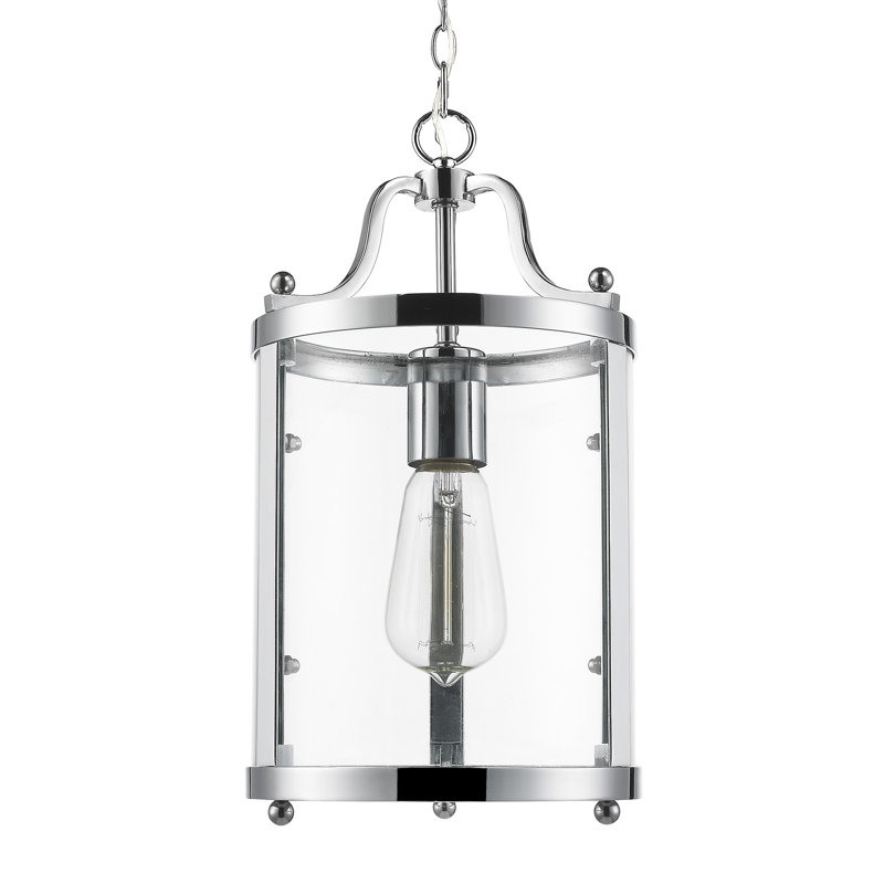 Luminaire suspendu lanterne à 1 lumière Aarav, Chrome