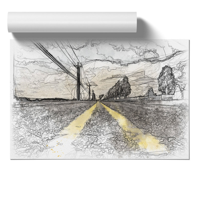The Open Road Sketch - Frameless Print, 21cm H x 30cm W x 0.1cm D