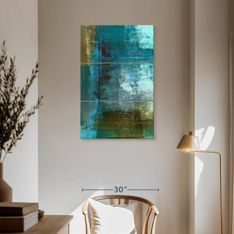 Avery Blue And Brown Abstract, 57" H x 36" W