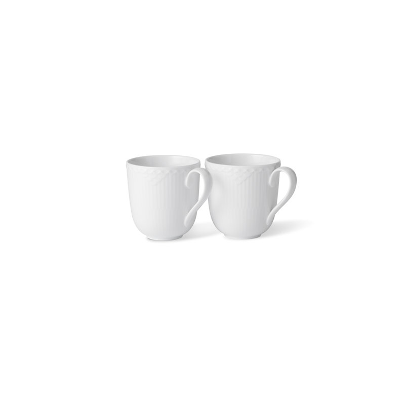 White Fluted Half Lace Mug 12.5 Oz