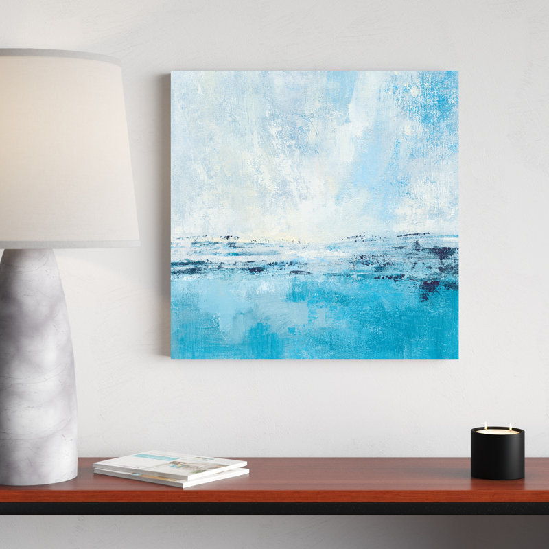 Vue côtière I Aqua, H 20 po x l 20 po, Non, Toile tendue