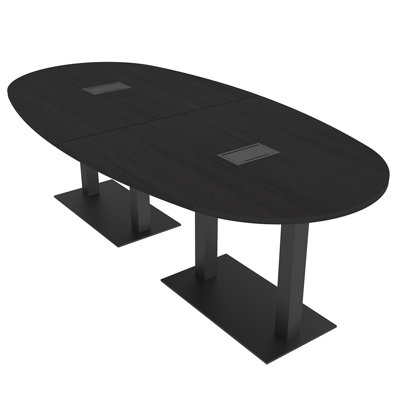 Table de réunion ovale avec module d'alimentation et de données pour 6 personnes