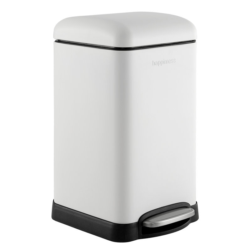 Betty Retro Steel Step On Trash Can, 3.2 Gallons, White