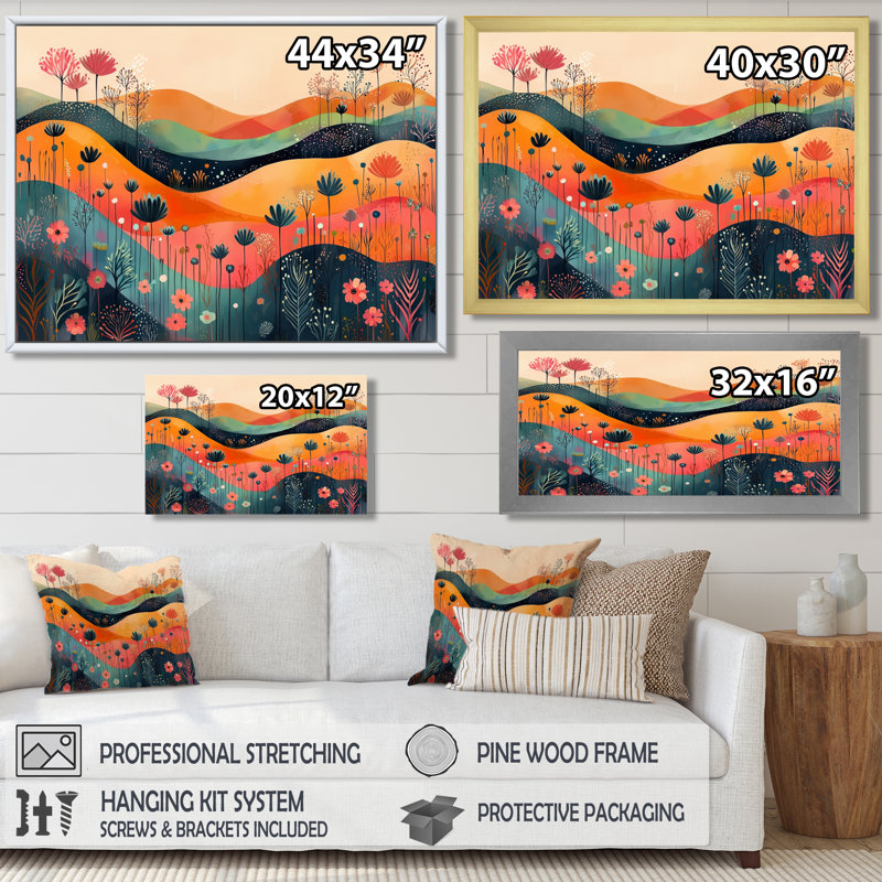 «Gianella Pastel Colors of Desert Blossom Landscape II», art mural botanique abstrait, Noir, noir, noir, noir