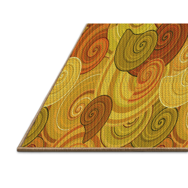 Tapis abstrait jaune / brun / vert, Rectangle 7 pi x 10 pi