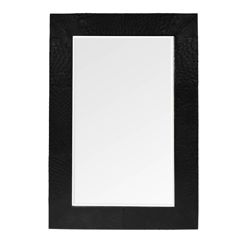 Genuine Leather Accent Mirror, Black