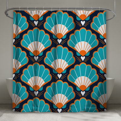 Rideaux de douche bleu / orange