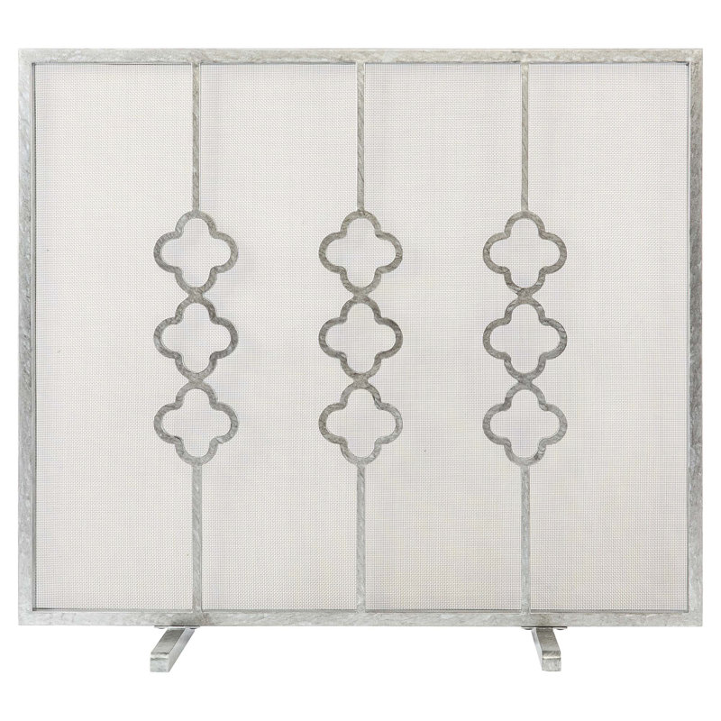 Quatrefoil Iron Fireplace Screen, Royal Silver